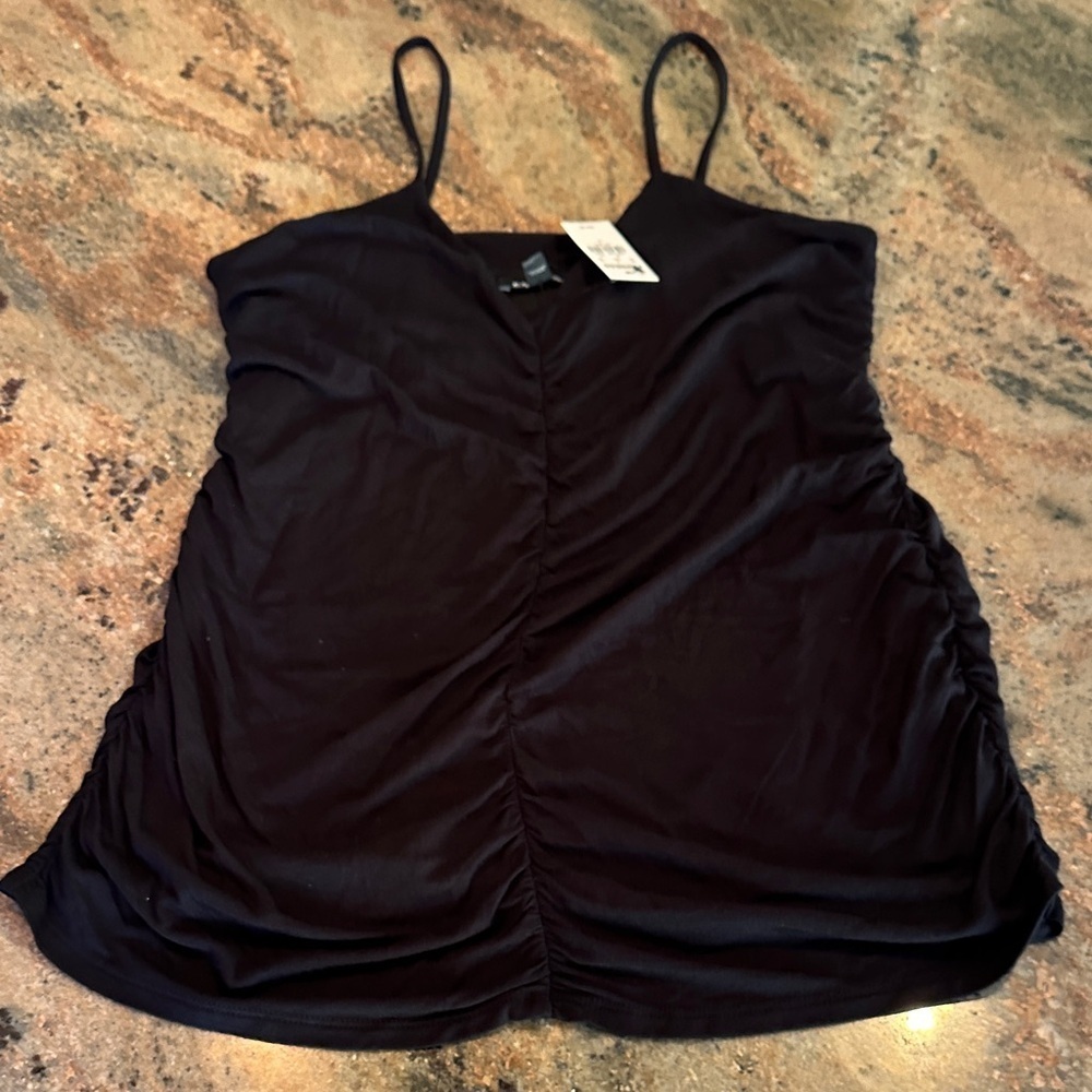 Express Elegant Black Camisole with Ruched Sides